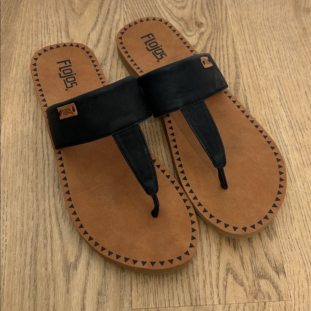 Flojos Grace Black Flip Flop Sandals‎ Size 10